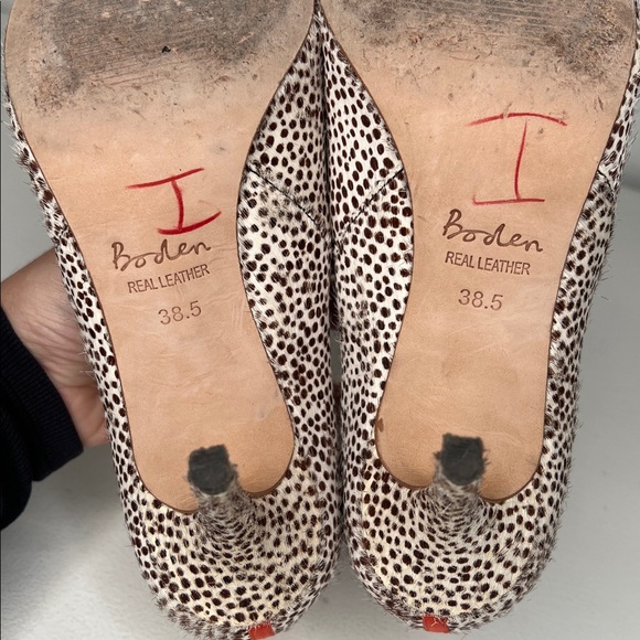 BODEN Carrie Mid Heel Courts brown white animal print spotted size 38.5 - Picture 13 of 14